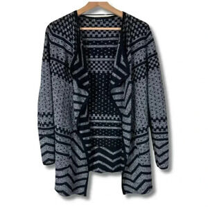 Smartwool Merino Wool Cardigan Sweater Aztec Warm Cozy Black Grey Women's Small